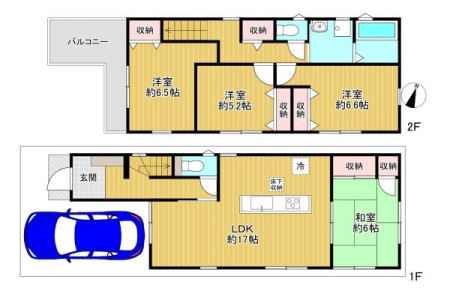 大阪府東大阪市豊浦町の新築一戸建ての間取り図(販N)