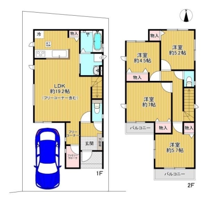 大阪府守口市大久保町5丁目の新築一戸建ての間取り図(販N)