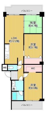 大阪府豊中市上野西4丁目の中古マンションの間取り図(販N)