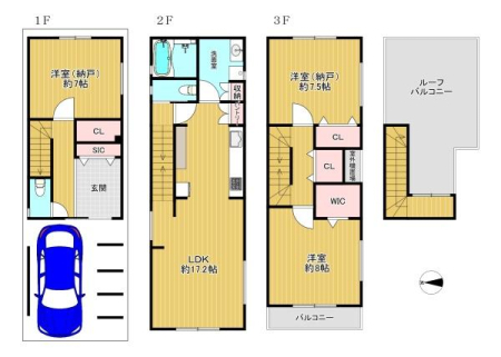 大阪府大阪市平野区流町2丁目の新築一戸建ての間取り図(販N)